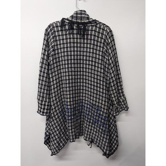 Steel Pony Women's Tweed Cardigan Jacket Open Front Fringes Pockets One Size - Picture 7 of 10